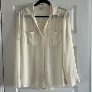 Express Portofino Cream Button Shirt Large